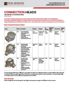 Connection heads specification sheet graphic
