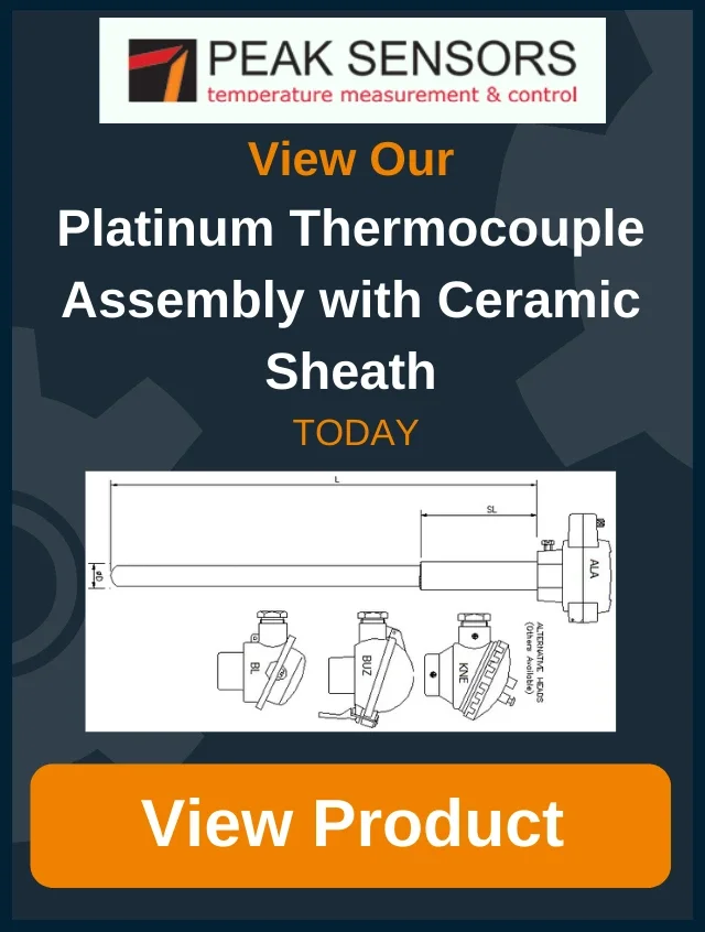 Platinum thermocouple ceramic sheath banner