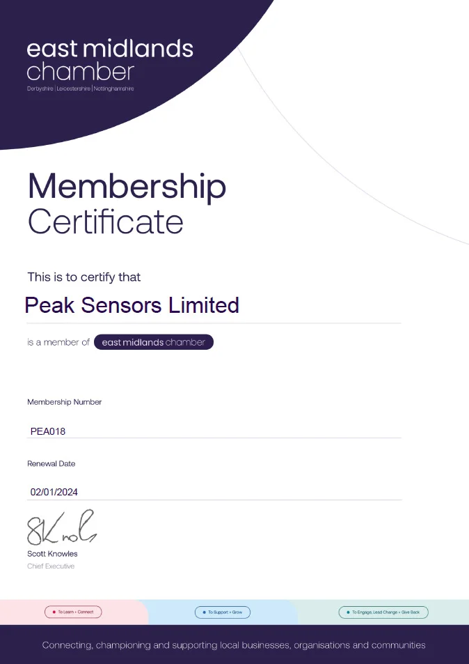 East Midlands Chamber certificate