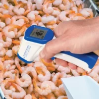 Mini raytemp infrared thermometer being used
